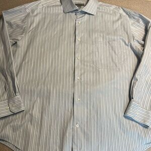 Johnston & Murphy Men’s‎ Light Blue/WhiteStriped Dress Shirt-XL